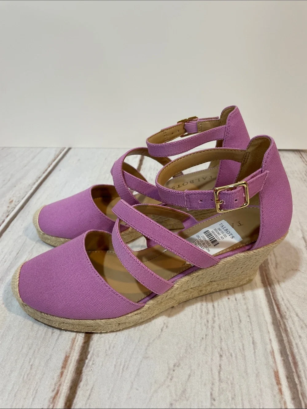 NWT Talbots Lilac Espadrille 7 Wedge Sandals Lyndsay Strappy Ankle Shoes NEW